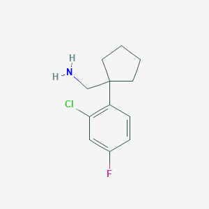 molecular formula C12H15ClFN B3057161 1-(2-Chloro-4-fluorophenyl)cyclopentanemethanamine CAS No. 771583-25-6