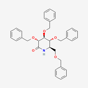 molecular formula C34H35NO5 B3057162 2-Piperidinone, 3,4,5-tris(phenylmethoxy)-6-[(phenylmethoxy)methyl]-, (3R,4S,5R,6R)- CAS No. 77174-08-4
