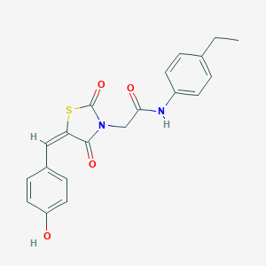 molecular formula C20H18N2O4S B305717 N-(4-ethylphenyl)-2-[5-(4-hydroxybenzylidene)-2,4-dioxo-1,3-thiazolidin-3-yl]acetamide 