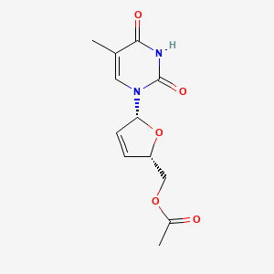 molecular formula C12H14N2O5 B3057198 Thymidine, 2',3'-didehydro-3'-deoxy-, 5'-acetate CAS No. 77421-68-2