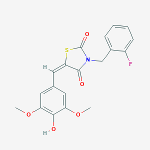 molecular formula C19H16FNO5S B305720 3-(2-Fluorobenzyl)-5-(4-hydroxy-3,5-dimethoxybenzylidene)-1,3-thiazolidine-2,4-dione 