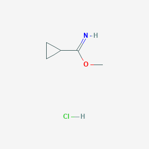 molecular formula C5H10ClNO B3057210 Cyclopropanecarboximidic acid, methyl ester, hydrochloride CAS No. 77570-14-0