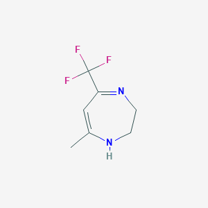 molecular formula C7H9F3N2 B3057230 7-methyl-5-(trifluoromethyl)-2,3-dihydro-1H-1,4-diazepine CAS No. 77855-07-3