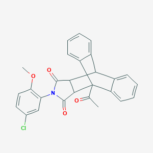 molecular formula C27H20ClNO4 B305726 1-Acetyl-17-(5-chloro-2-methoxyphenyl)-17-azapentacyclo[6.6.5.0~2,7~.0~9,14~.0~15,19~]nonadeca-2,4,6,9,11,13-hexaene-16,18-dione (non-preferred name) 