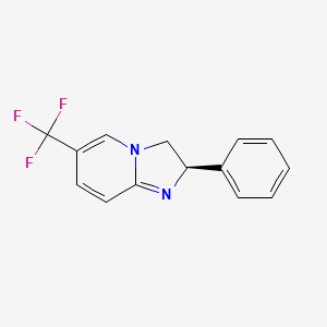 molecular formula C14H11F3N2 B3057278 Imidazo[1,2-a]pyridine, 2,3-dihydro-2-phenyl-6-(trifluoromethyl)-, (2R)- CAS No. 785784-11-4