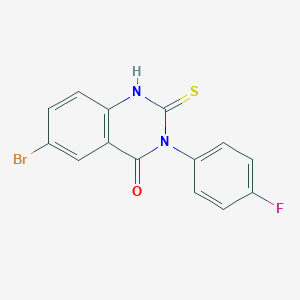 molecular formula C14H8BrFN2OS B3057308 6-bromo-3-(4-fluorophenyl)-2-thioxo-2,3-dihydroquinazolin-4(1H)-one CAS No. 791-90-2