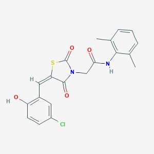 molecular formula C20H17ClN2O4S B305733 2-[(5E)-5-(5-chloro-2-hydroxybenzylidene)-2,4-dioxo-1,3-thiazolidin-3-yl]-N-(2,6-dimethylphenyl)acetamide 