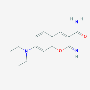 molecular formula C14H17N3O2 B3057353 2H-1-Benzopyran-3-carboxamide, 7-(diethylamino)-2-imino- CAS No. 79604-93-6