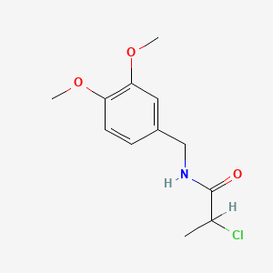 molecular formula C12H16ClNO3 B3057408 2-chloro-N-[(3,4-dimethoxyphenyl)methyl]propanamide CAS No. 80364-88-1