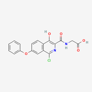 molecular formula C18H13ClN2O5 B3057449 Glycine, N-[(1-chloro-4-hydroxy-7-phenoxy-3-isoquinolinyl)carbonyl]- CAS No. 808116-60-1