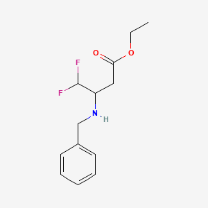 molecular formula C13H17F2NO2 B3057517 Butanoic acid, 4,4-difluoro-3-[(phenylmethyl)amino]-, ethyl ester CAS No. 81982-49-2