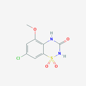 molecular formula C8H7ClN2O4S B3057523 2H-1,2,4-苯并噻二嗪-3(4H)-酮，7-氯-5-甲氧基-，1,1-二氧化物 CAS No. 820214-08-2