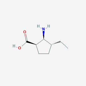 molecular formula C8H15NO2 B3057524 Cyclopentanecarboxylic acid, 2-amino-3-ethyl-, (1R,2S,3R)- CAS No. 820236-33-7