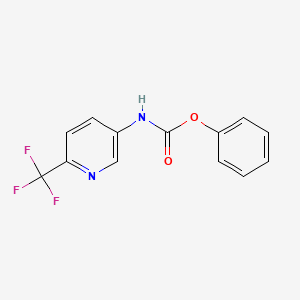 molecular formula C13H9F3N2O2 B3057534 Carbamic acid, [6-(trifluoromethyl)-3-pyridinyl]-, phenyl ester CAS No. 821768-25-6