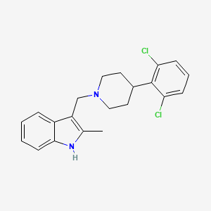 molecular formula C21H22Cl2N2 B3057579 1H-吲哚，3-[[4-(2,6-二氯苯基)-1-哌啶基]甲基]-2-甲基- CAS No. 827014-96-0