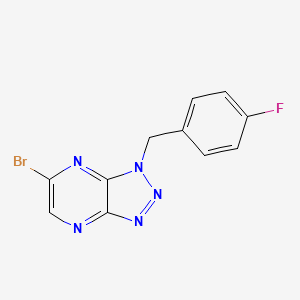 molecular formula C11H7BrFN5 B3057587 6-bromo-1-(4-fluoro-benzyl)-1H-[1,2,3]triazolo[4,5-b]pyrazine CAS No. 827602-61-9