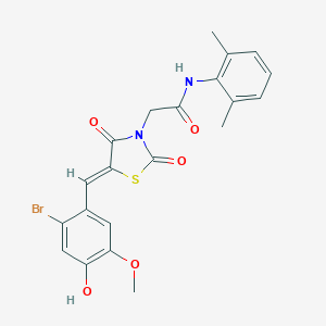 molecular formula C21H19BrN2O5S B305761 2-[5-(2-bromo-4-hydroxy-5-methoxybenzylidene)-2,4-dioxo-1,3-thiazolidin-3-yl]-N-(2,6-dimethylphenyl)acetamide 