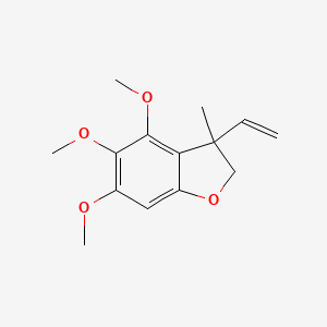 molecular formula C14H18O4 B3057619 Benzofuran, 3-ethenyl-2,3-dihydro-4,5,6-trimethoxy-3-methyl- CAS No. 831171-30-3