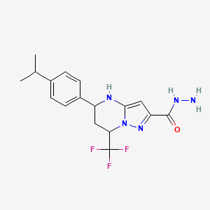 molecular formula C17H20F3N5O B3057644 5-(4-Isopropylphenyl)-7-(trifluoromethyl)-4,5,6,7-tetrahydropyrazolo[1,5-A]pyrimidine-2-carbohydrazide CAS No. 832739-14-7