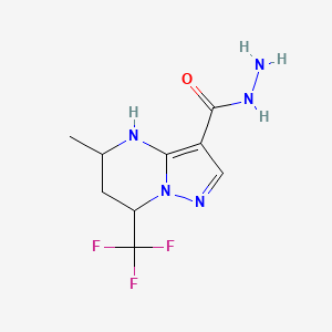 molecular formula C9H12F3N5O B3057648 5-Methyl-7-(trifluoromethyl)-4,5,6,7-tetrahydropyrazolo[1,5-a]pyrimidine-3-carbohydrazide CAS No. 832741-04-5