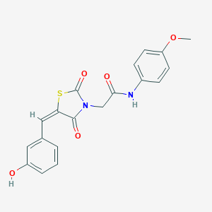 molecular formula C19H16N2O5S B305765 2-[5-(3-hydroxybenzylidene)-2,4-dioxo-1,3-thiazolidin-3-yl]-N-(4-methoxyphenyl)acetamide 