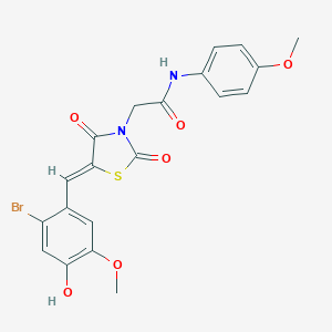 molecular formula C20H17BrN2O6S B305768 2-[5-(2-bromo-4-hydroxy-5-methoxybenzylidene)-2,4-dioxo-1,3-thiazolidin-3-yl]-N-(4-methoxyphenyl)acetamide 