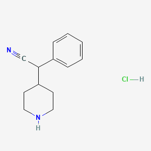 molecular formula C13H16N2 B3057686 4-Piperidineacetonitrile,a-phenyl-, hydrochloride (1:1) CAS No. 83898-13-9