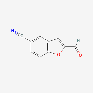 molecular formula C10H5NO2 B3057698 2-Formylbenzofuran-5-carbonitrile CAS No. 84102-82-9