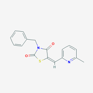 molecular formula C17H14N2O2S B305774 (5E)-3-benzyl-5-[(6-methylpyridin-2-yl)methylidene]-1,3-thiazolidine-2,4-dione 