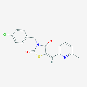 molecular formula C17H13ClN2O2S B305775 (5E)-3-(4-chlorobenzyl)-5-[(6-methylpyridin-2-yl)methylidene]-1,3-thiazolidine-2,4-dione 