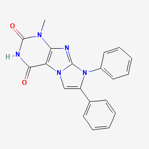 molecular formula C20H15N5O2 B3057831 1H-Imidazo(2,1-f)purine-2,4(3H,8H)-dione, 7,8-diphenyl-1-methyl- CAS No. 85592-04-7