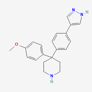 molecular formula C21H23N3O B3057852 哌啶，4-(4-甲氧基苯基)-4-[4-(1H-吡唑-4-基)苯基]- CAS No. 857531-03-4