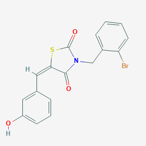 molecular formula C17H12BrNO3S B305786 (5E)-3-(2-bromobenzyl)-5-(3-hydroxybenzylidene)-1,3-thiazolidine-2,4-dione 