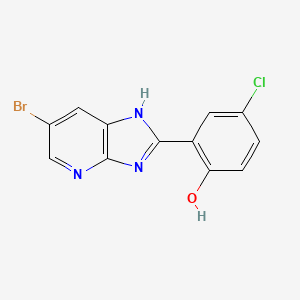 molecular formula C12H7BrClN3O B3057919 Phenol, 2-(6-bromo-1H-imidazo[4,5-b]pyridin-2-yl)-4-chloro- CAS No. 863669-38-9