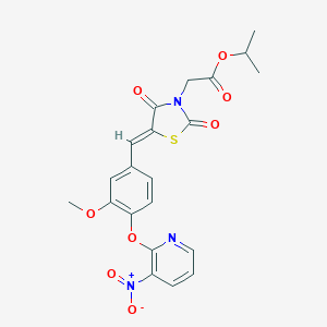 molecular formula C21H19N3O8S B305792 Isopropyl {5-[4-({3-nitro-2-pyridinyl}oxy)-3-methoxybenzylidene]-2,4-dioxo-1,3-thiazolidin-3-yl}acetate 