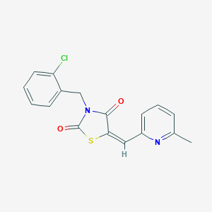 molecular formula C17H13ClN2O2S B305794 3-(2-Chlorobenzyl)-5-[(6-methyl-2-pyridinyl)methylene]-1,3-thiazolidine-2,4-dione 