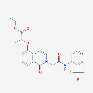 molecular formula C23H21F3N2O5 B3057970 Ethyl 2-[1-oxo-2-[2-oxo-2-[2-(trifluoromethyl)anilino]ethyl]isoquinolin-5-yl]oxypropanoate CAS No. 868224-65-1