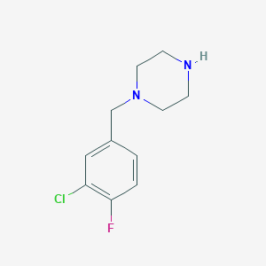 molecular formula C11H14ClFN2 B3057988 1-[(3-Chloro-4-fluorophenyl)methyl]piperazine CAS No. 869947-16-0