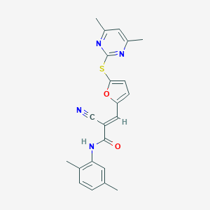 molecular formula C22H20N4O2S B305808 2-cyano-N-(2,5-dimethylphenyl)-3-{5-[(4,6-dimethyl-2-pyrimidinyl)sulfanyl]-2-furyl}acrylamide 