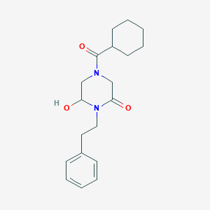 4-(Cyclohexylcarbonyl)-6-hydroxy-1-(2-phenylethyl)piperazin-2-one