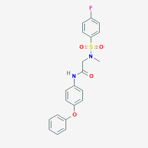 molecular formula C21H19FN2O4S B305811 2-[[(4-fluorophenyl)sulfonyl](methyl)amino]-N-(4-phenoxyphenyl)acetamide 
