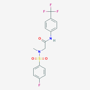 molecular formula C16H14F4N2O3S B305813 2-[[(4-fluorophenyl)sulfonyl](methyl)amino]-N-[4-(trifluoromethyl)phenyl]acetamide 
