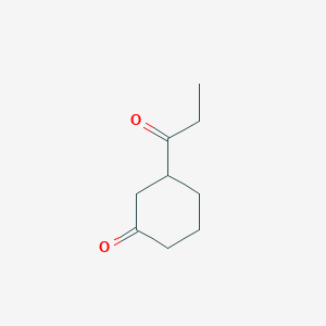 molecular formula C9H14O2 B3058135 Cyclohexanone, 3-(1-oxopropyl)- CAS No. 88017-43-0