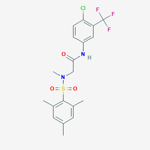 molecular formula C19H20ClF3N2O3S B305814 N-[4-chloro-3-(trifluoromethyl)phenyl]-2-[(mesitylsulfonyl)(methyl)amino]acetamide 