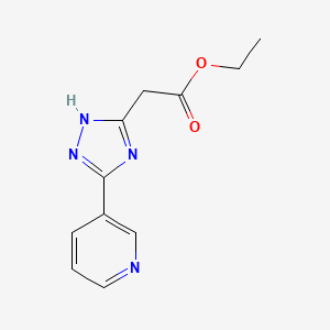 molecular formula C11H12N4O2 B3058186 ethyl 2-(3-pyridin-3-yl-1H-1,2,4-triazol-5-yl)acetate CAS No. 883290-90-2