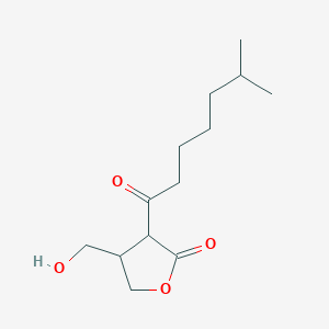 molecular formula C13H22O4 B3058227 2(3H)-Furanone, dihydro-4-(hydroxymethyl)-3-(6-methyl-1-oxoheptyl)- CAS No. 88495-48-1