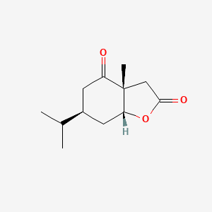 molecular formula C12H18O3 B3058244 2-(1(R)-Methyl-2-oxo-4(R)-isopropyl-6(R)-hydroxycyclohexyl)acetic acid-gamma-lactone CAS No. 88580-85-2