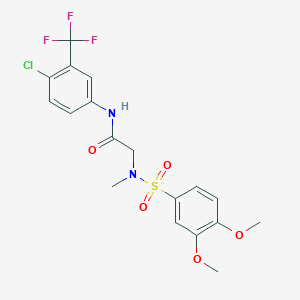 molecular formula C18H18ClF3N2O5S B305826 N-[4-chloro-3-(trifluoromethyl)phenyl]-2-[[(3,4-dimethoxyphenyl)sulfonyl](methyl)amino]acetamide 