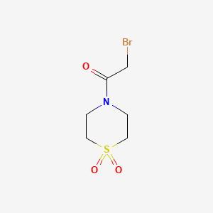molecular formula C6H10BrNO3S B3058277 4-(Bromoacetyl)-1lambda~6~,4-thiazinane-1,1-dione CAS No. 887571-06-4