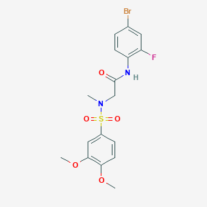 molecular formula C17H18BrFN2O5S B305828 N-(4-bromo-2-fluorophenyl)-2-[[(3,4-dimethoxyphenyl)sulfonyl](methyl)amino]acetamide 
